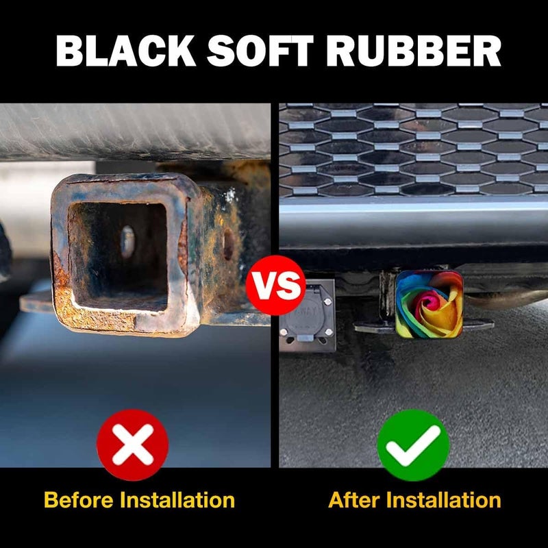 Beabes Trailer Hitch Receiver Covers Rose Hitch Cover Protector, Rainbow Rose Petals Water Drops 2" Inch Tow Rear Hitch Tube Cover Plug Cap for Pickup Trucks Cars SUVs Sedans Tractors - Image 5